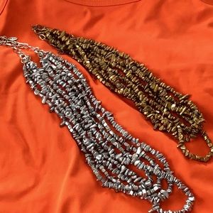 Sassy Jones necklaces and mixed metal bracelet. Silver and bronze color